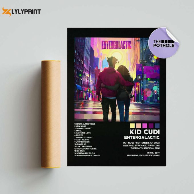 Kid Cudi Poster / Entergalactic Poster, Album Cover Poster, Print Wall Art, Home Decor, Man On The Moon, Kid Cudi, Entergalactic, Blck 1