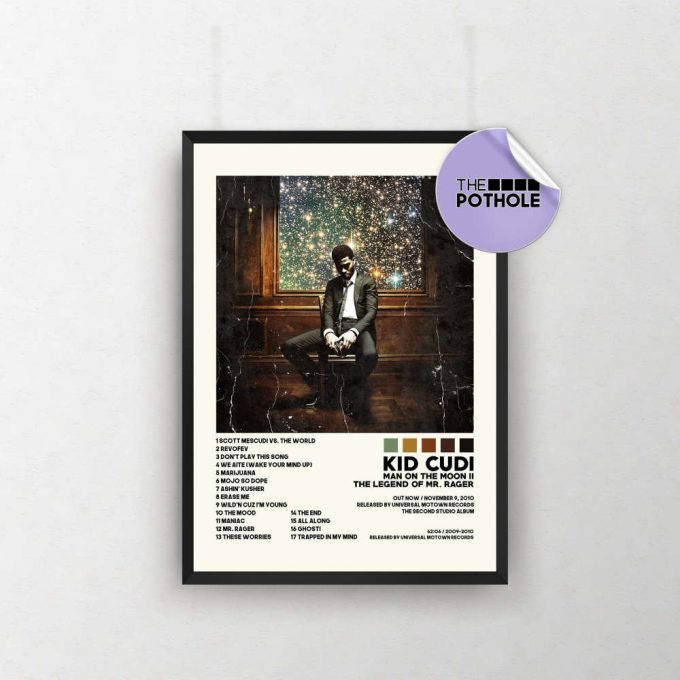Kid Cudi Poster / Man On The Moon 2 The Legend Of Mr. Rager Poster / Album Cover Poster Poster Print Wall Art, Custom Poster, Home Decor 2