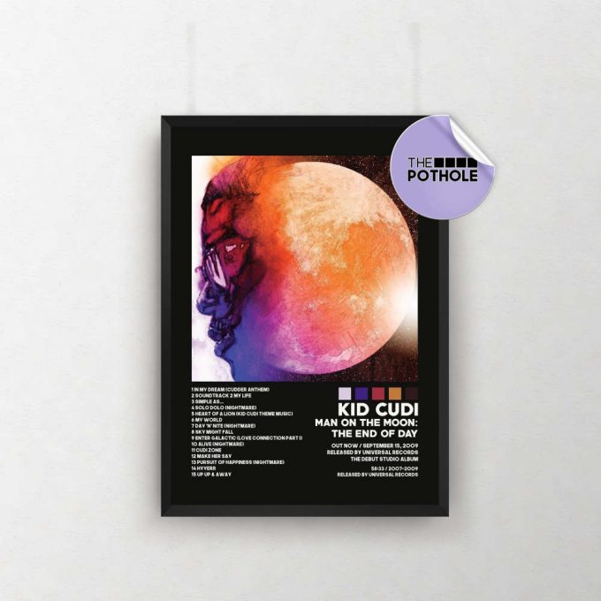 Kid Cudi Poster / Man On The Moon Poster / Album Cover Poster Poster Print Wall Art, Custom Poster, Home Decor, Kid Cudi, Blck, 2