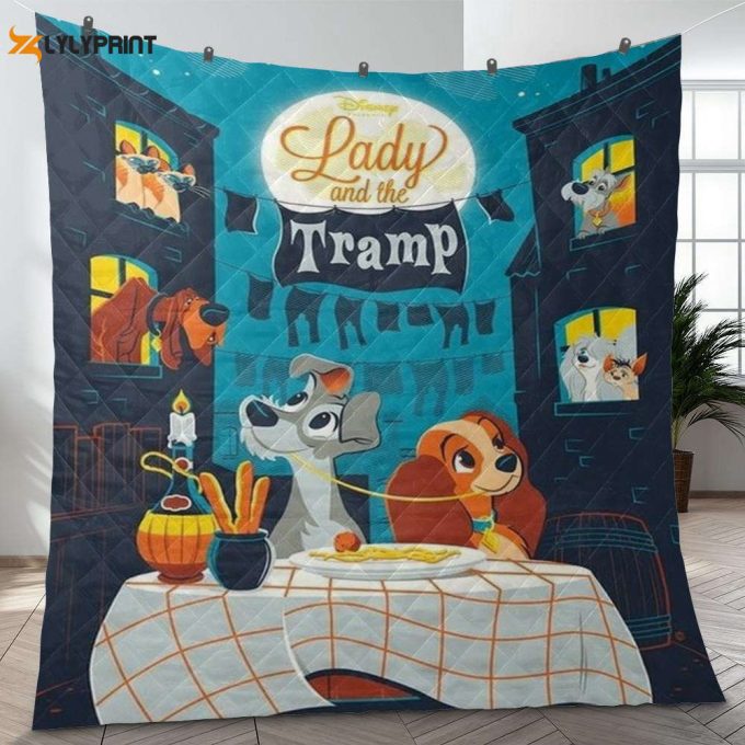 Lady And The Tramp Disney Fan Gift, Lady And The Tramp Disney Quilt Blanket For Fans Home Decor Gift 1