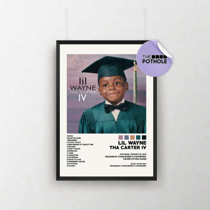 Lil Wayne Posters / Tha Carter Iv Poster / Album Cover Poster / Poster Print Wall Art / Custom Poster / Home Decor, Lil Wayne, Tha Carter Iv 2