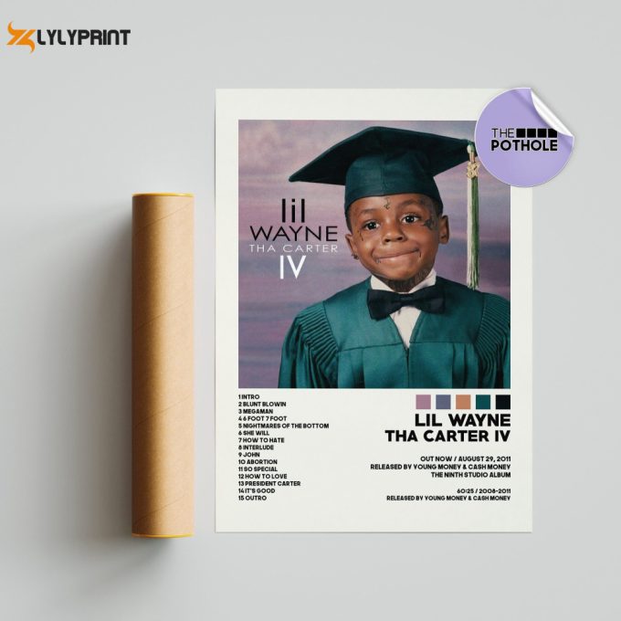 Lil Wayne Posters / Tha Carter Iv Poster / Album Cover Poster / Poster Print Wall Art / Custom Poster / Home Decor, Lil Wayne, Tha Carter Iv 1