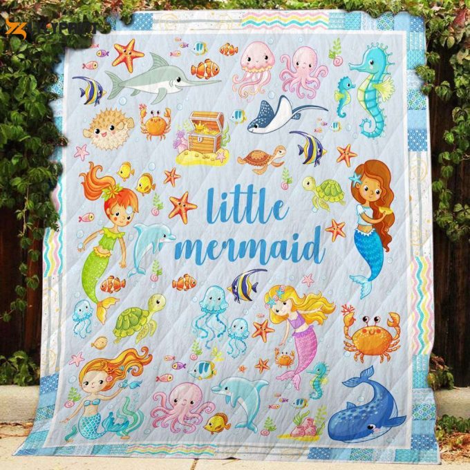Little Mermaid Customize Quilt Blanket For Fans Home Decor Gift 1