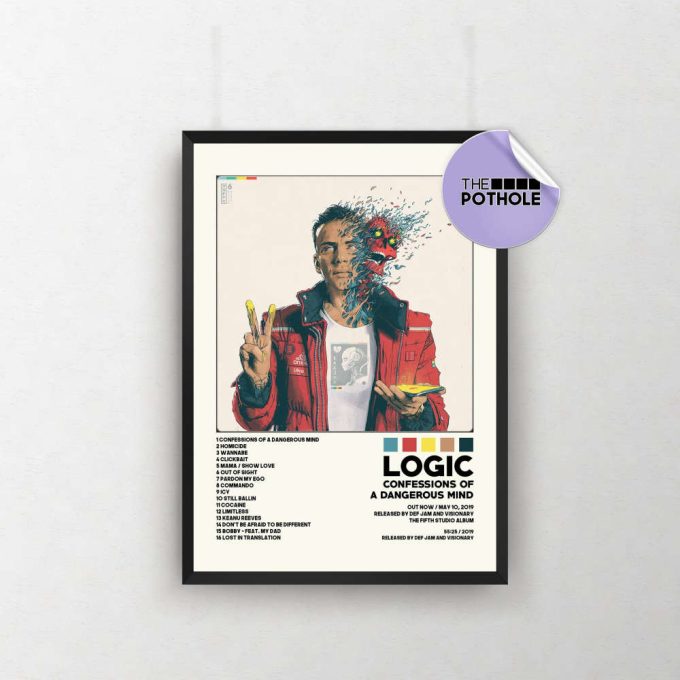 Logic Posters / Confessions Of A Dangerous Poster, Tracklist Poster, Album Cover Poster, Print Wall Art, Custom Poster, Boby Tarantino,Logic 2