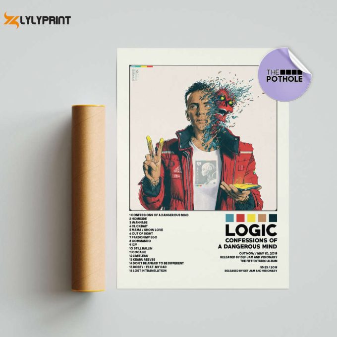 Logic Posters / Confessions Of A Dangerous Poster, Tracklist Poster, Album Cover Poster, Print Wall Art, Custom Poster, Boby Tarantino,Logic 1