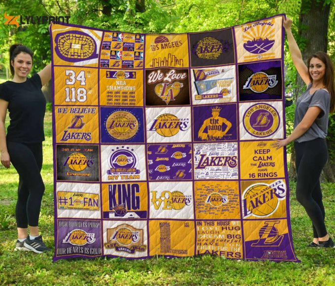 Los Angeles Lakers Quilt Blanket For Fans Home Decor Gift 1