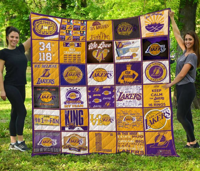 Los Angeles Lakers Quilt Blanket For Fans Home Decor Gift 2