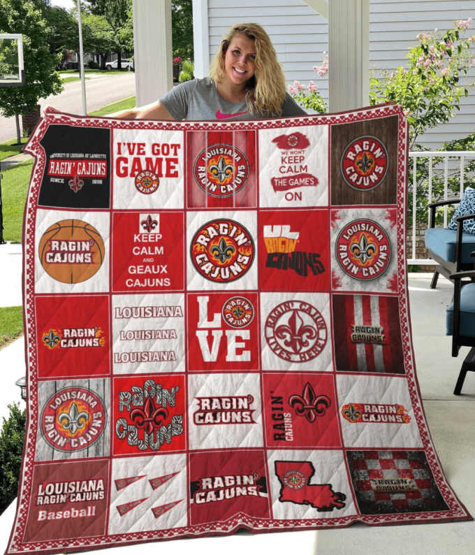 Louisiana Ragin’ Cajuns Quilt Blanket For Fans Home Decor Gift 2