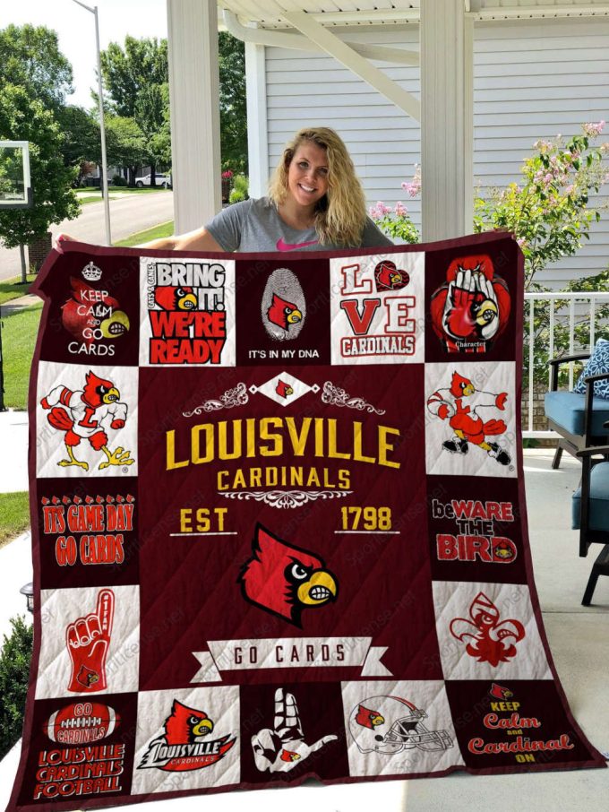 Louisville Cardinals 2 Quilt Blanket For Fans Home Decor Gift 2