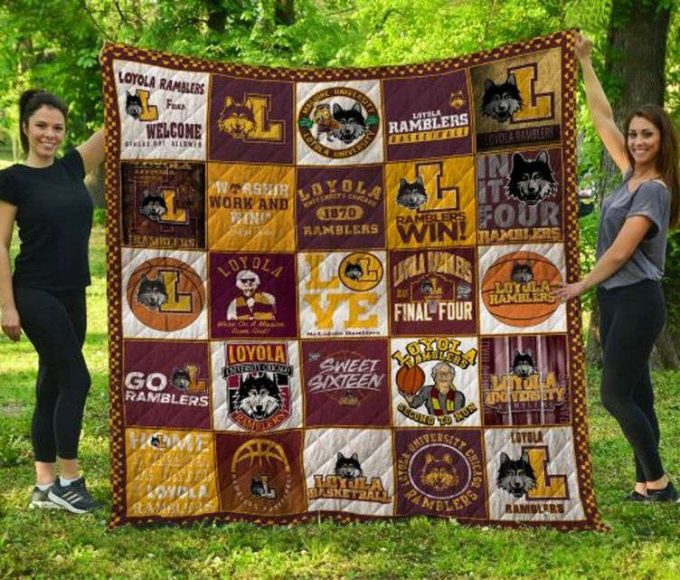 Loyola Chicago Ramblers Quilt Blanket For Fans Home Decor Gift 2