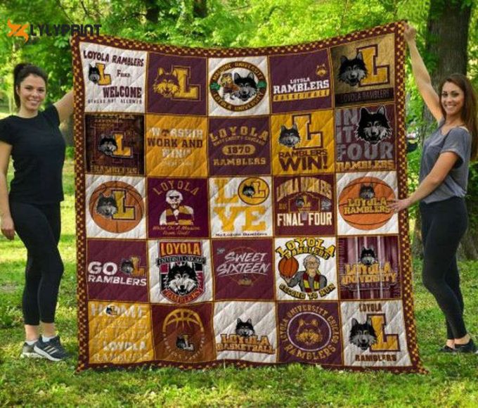 Loyola Chicago Ramblers Quilt Blanket For Fans Home Decor Gift 1