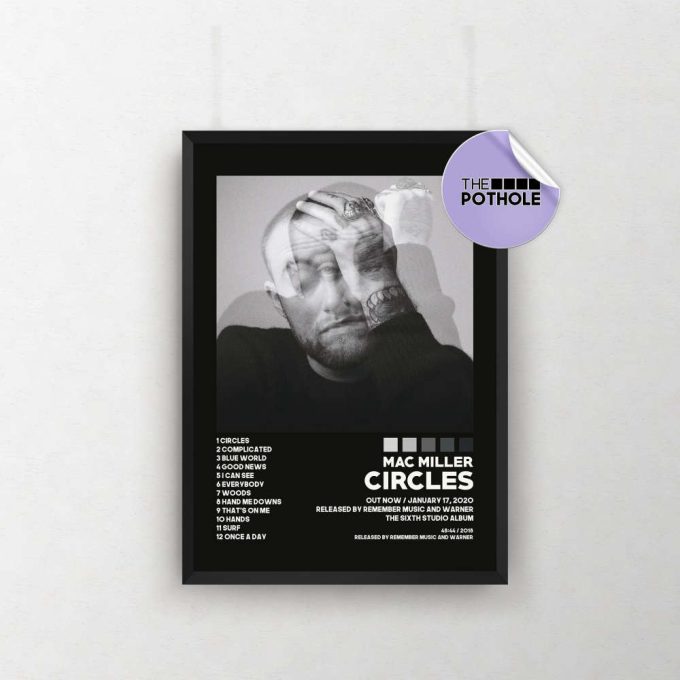 Mac Miller Posters / Circles Poster / Tracklist Album Cover Poster / Poster Print Wall Art, Home Decor / Kids / Circles / Faces, Blck 2