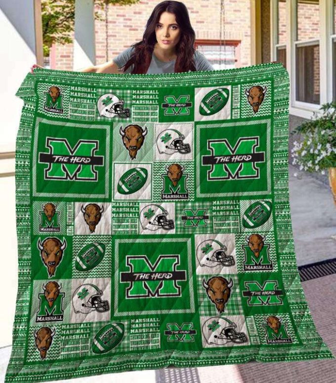 Marshall Thundering Herd 1 Quilt Blanket For Fans Home Decor Gift 2