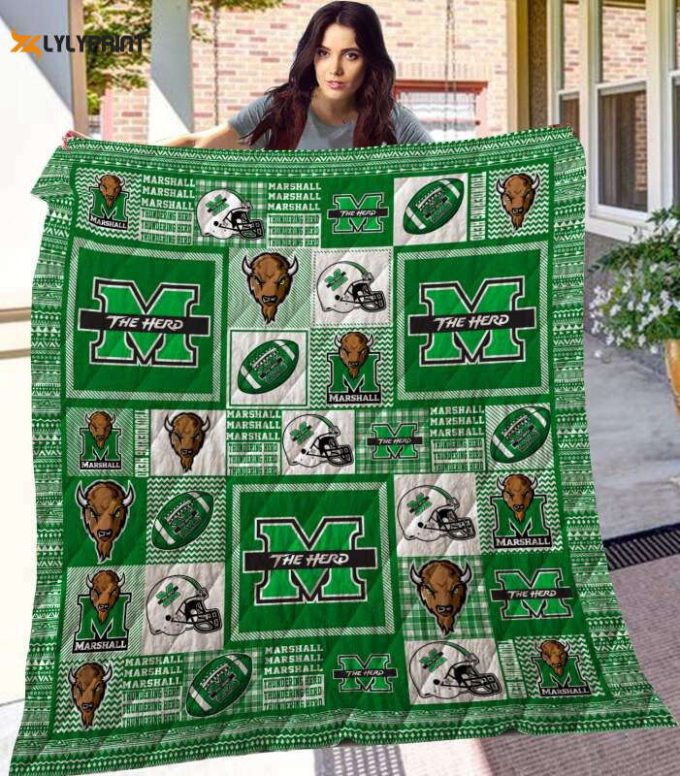 Marshall Thundering Herd 1 Quilt Blanket For Fans Home Decor Gift 1