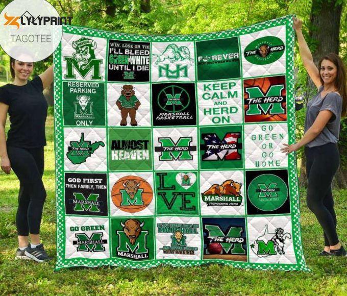 Marshall Thundering Herd 2 Quilt Blanket For Fans Home Decor Gift 1