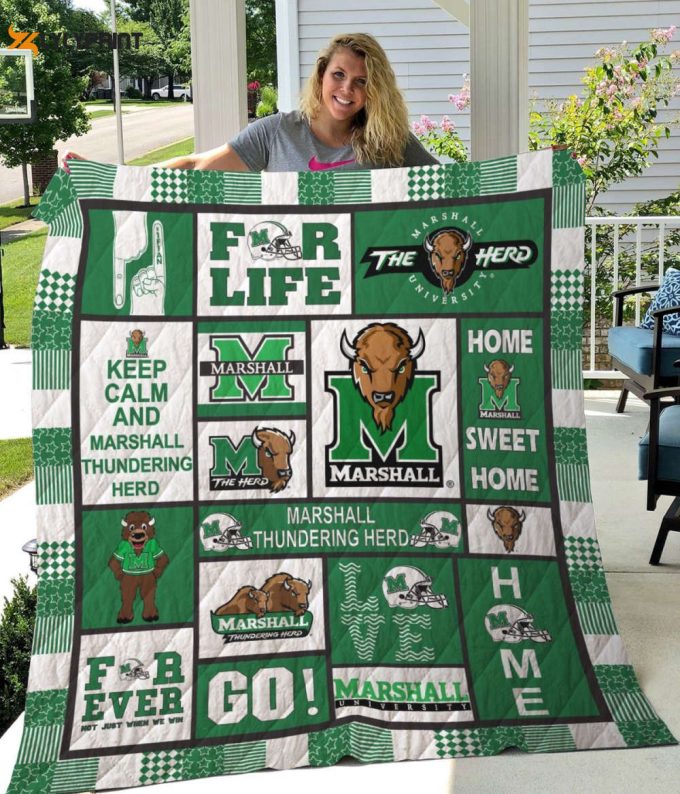 Marshall Thundering Herd 3 Quilt Blanket For Fans Home Decor Gift 1