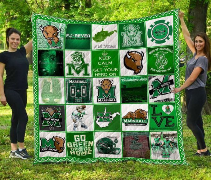 Marshall Thundering Herd Quilt Blanket For Fans Home Decor Gift 2