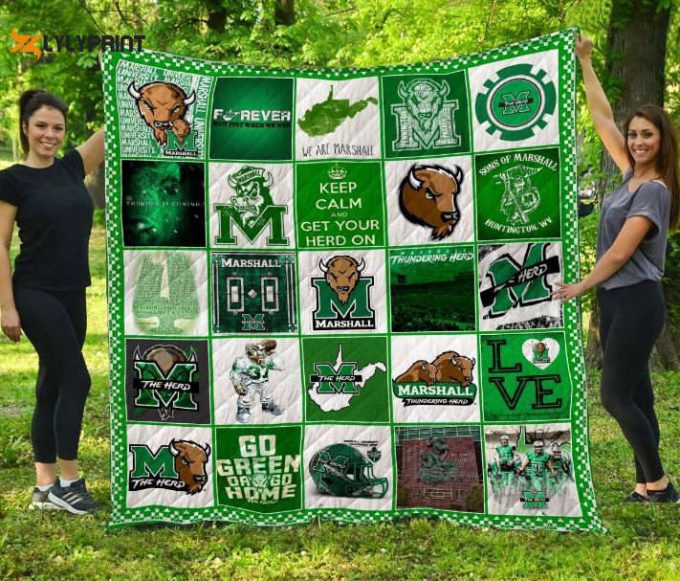Marshall Thundering Herd Quilt Blanket For Fans Home Decor Gift 1