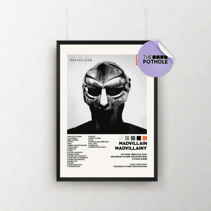 Mf Doom Posters / Madvillainy Poster, Tracklist Album Cover Poster, Print Wall Art, Custom Poster, Mf Doom, Madvillain 2