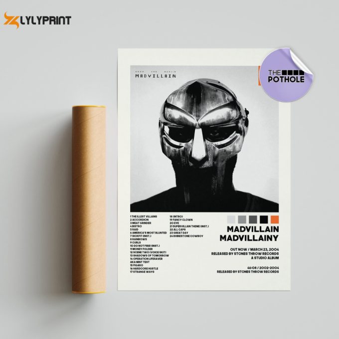 Mf Doom Posters / Madvillainy Poster, Tracklist Album Cover Poster, Print Wall Art, Custom Poster, Mf Doom, Madvillain 1