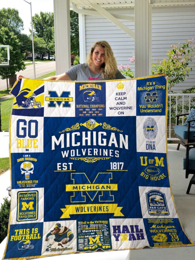 Michigan Wolverines 1 Quilt Blanket For Fans Home Decor Gift 2