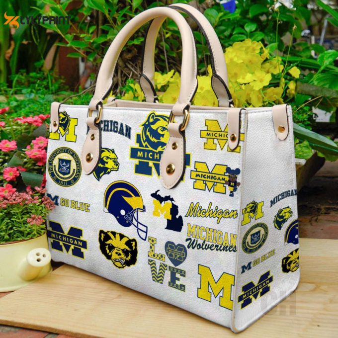 Michigan Wolverines Leather Handbag Gift For Women 1