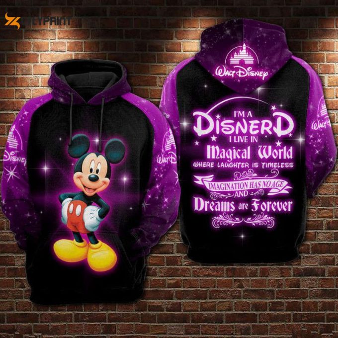 Mickey I Am A Disnerd Over Print 3D Hoodie Zip Hoodie 634 1
