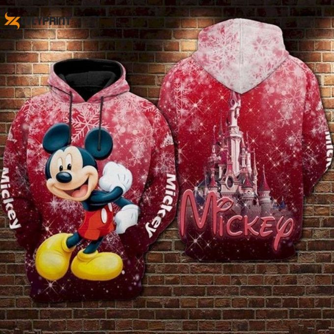 Mickey Mouse Disney Castle Snow All Over Printed Custom 3D T Shirt Sweatshirt Zip Hoodie Bomber 261 1