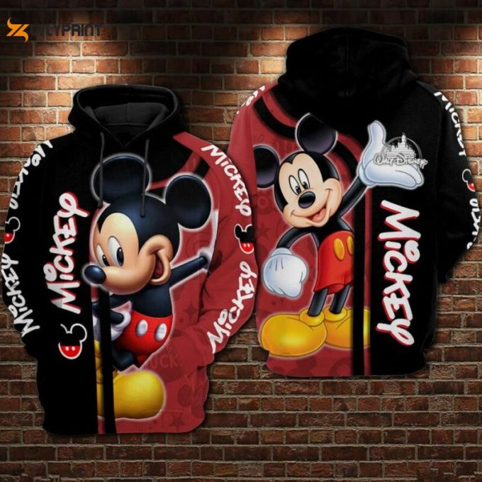 Mickey Mouse Walt Disney 3 Over Print 3D Hoodie Zip Hoodie 1