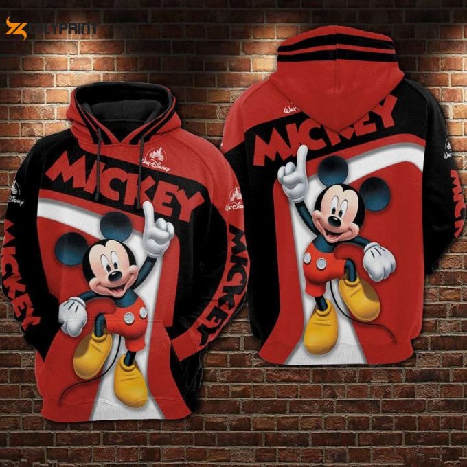 Mickey Mouse Walt Disney Over Print 3D Hoodie Zip Hoodie 608 1