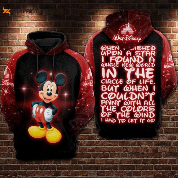 Mickey Mouse When I Wished Upon A Star I Found A Whole New World Red Black 3D Hoodie Zip Hoodie 1