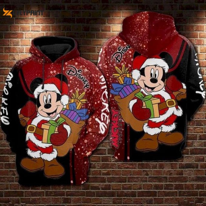 Mickey Santa Claus Christmas Disney 3D Hoodie 1