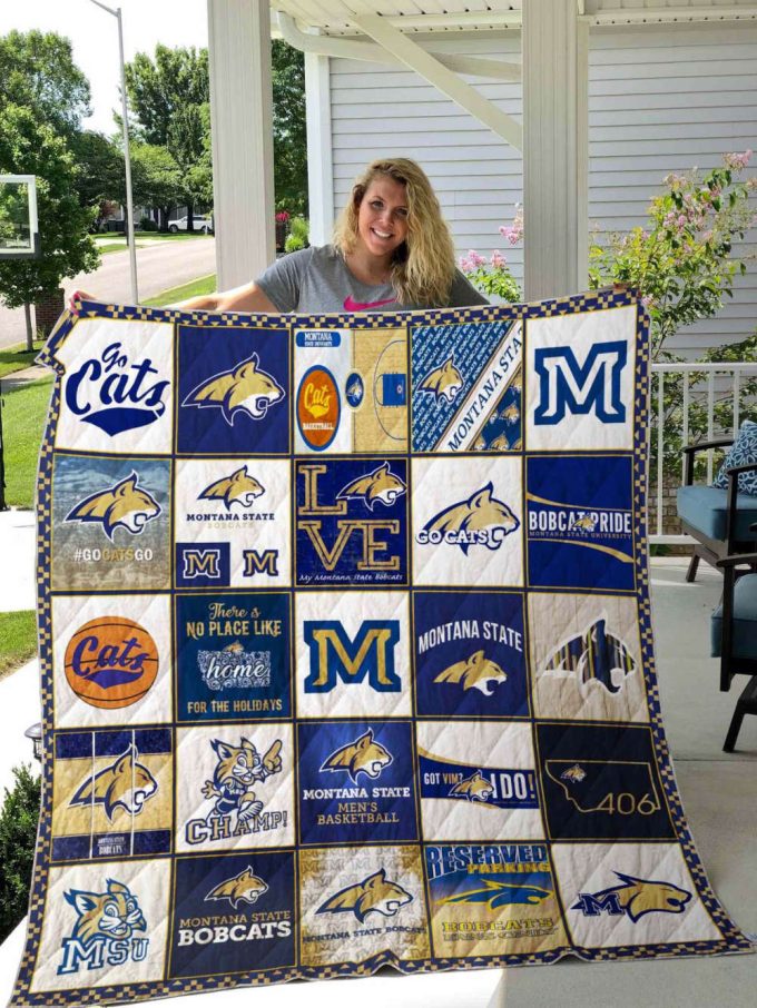 Montana State Bobcats 3 Quilt Blanket For Fans Home Decor Gift 2