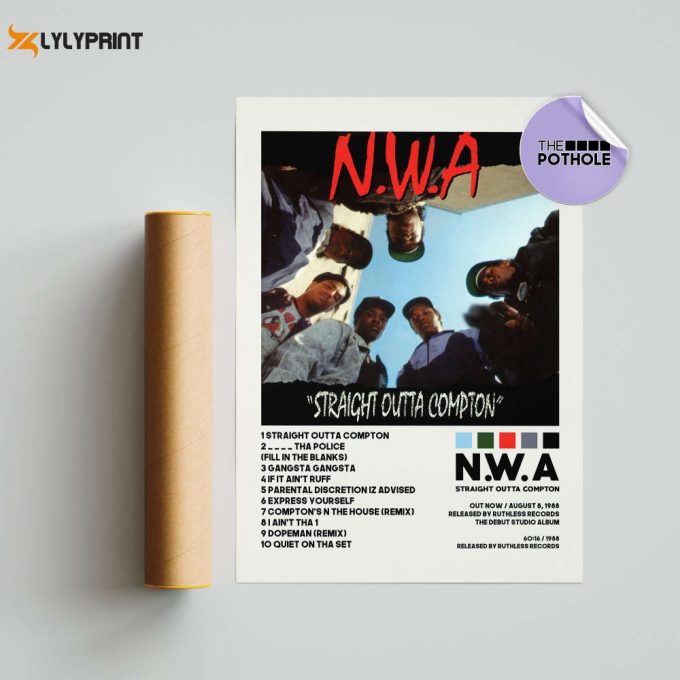 N.w.a. Posters / Straight Outta Compton Poster / Album Cover Poster / Tracklist Poster, Custom Poster, Straight Outta Compton, N.w.a. 1