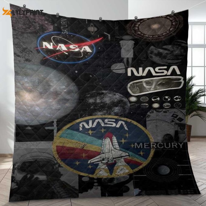 Nasa Houston Space Galaxy We Have A Present Ver3 Gifts Lover Quilt Blanket,Nasa Apollo Astronaut Quilt Blanket 1