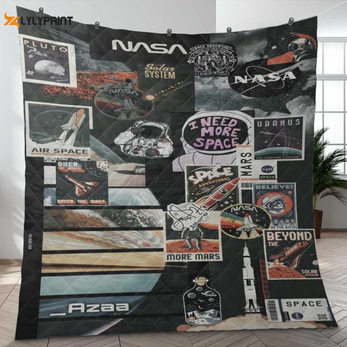 Nasa Houston Space Galaxy We Have A Present Ver5 Gifts Lover Quilt Blanket,Nasa Apollo Astronaut Quilt Blanket 1