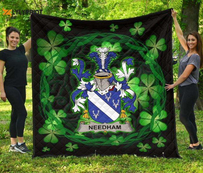 Needham Or O'Nee Ireland Irish Celtic Shamrock Knot Circle 3D Customized Quilt 1