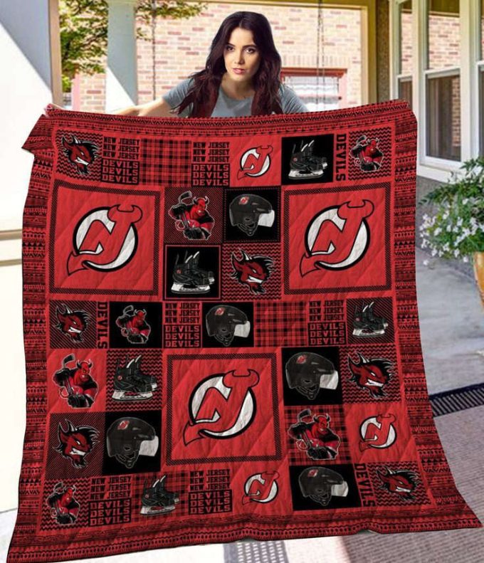 New Jersey Devils Quilt Blanket For Fans Home Decor Gift 2