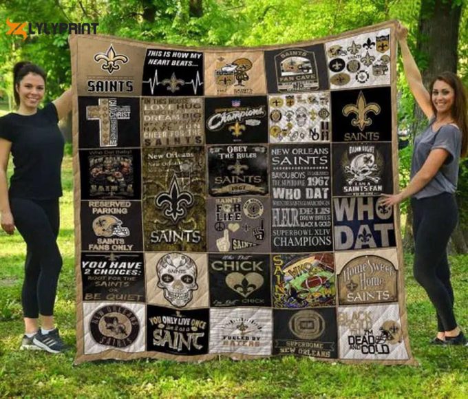 New Orleans Saints 2 Quilt Blanket For Fans Home Decor Gift 1