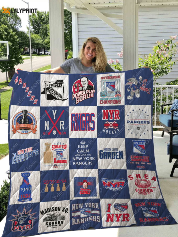 New York Rangers Quilt Blanket For Fans Home Decor Gift 1