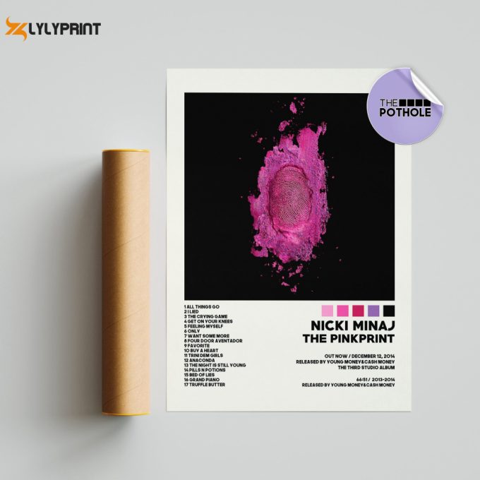 Nicki Minaj Posters / The Pinkprint Poster, Tracklist Album Cover Poster, Print Wall Art, Custom Poster, Nicki Minaj, The Pinkprint 1