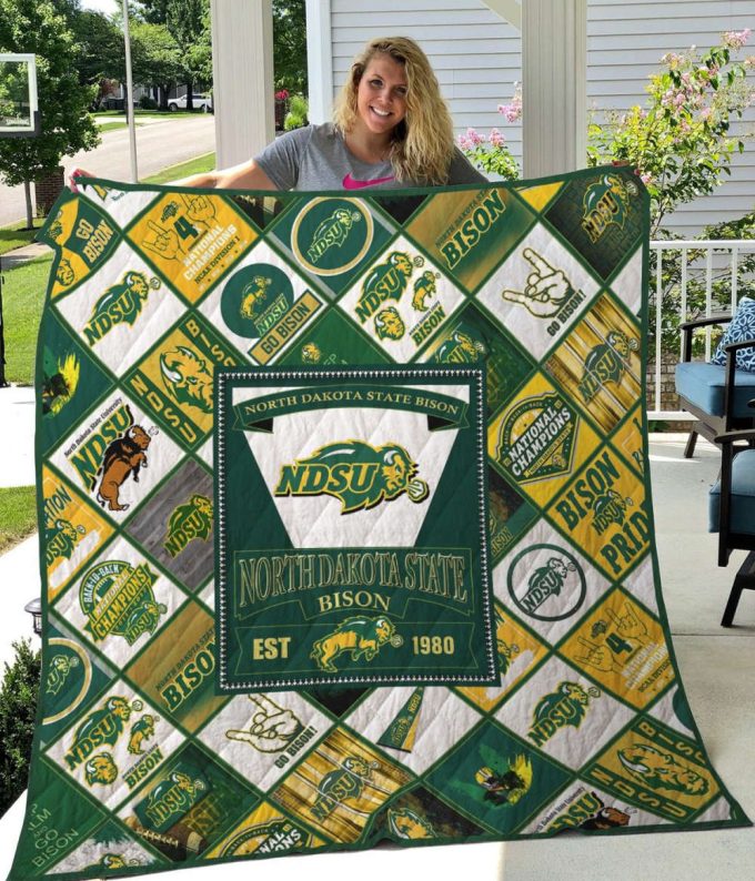 North Dakota State Bison 2 Quilt Blanket For Fans Home Decor Gift 2