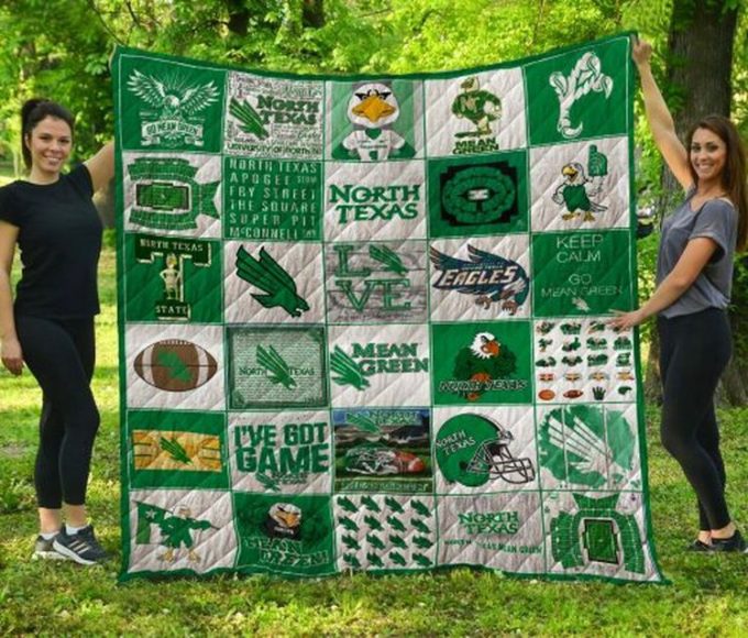 North Texas Mean Green 3 Quilt Blanket For Fans Home Decor Gift 2