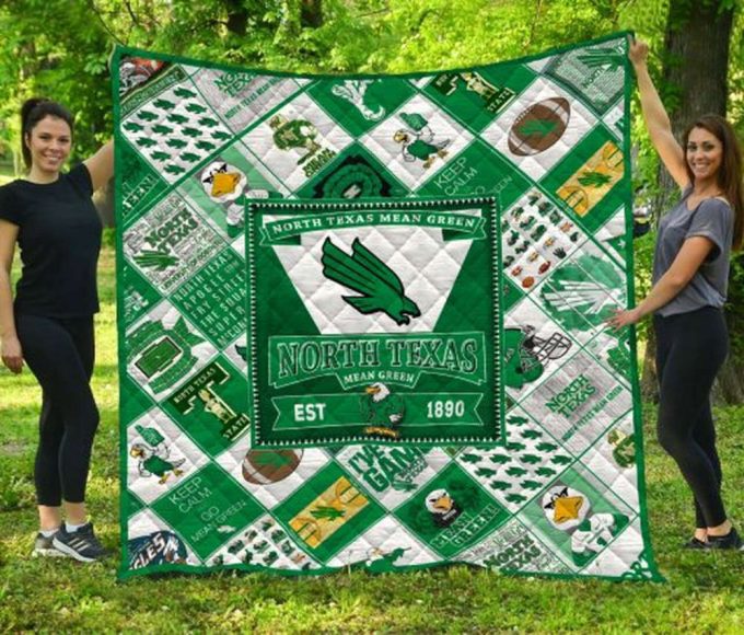North Texas Mean Green Quilt Blanket For Fans Home Decor Gift 2