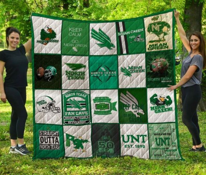 North Texas Mean Green Quilt Blanket For Fans Home Decor Gift 2