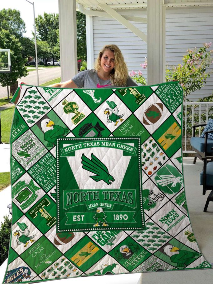 North Texas Mean Green Quilt Blanket For Fans Home Decor Gift 2