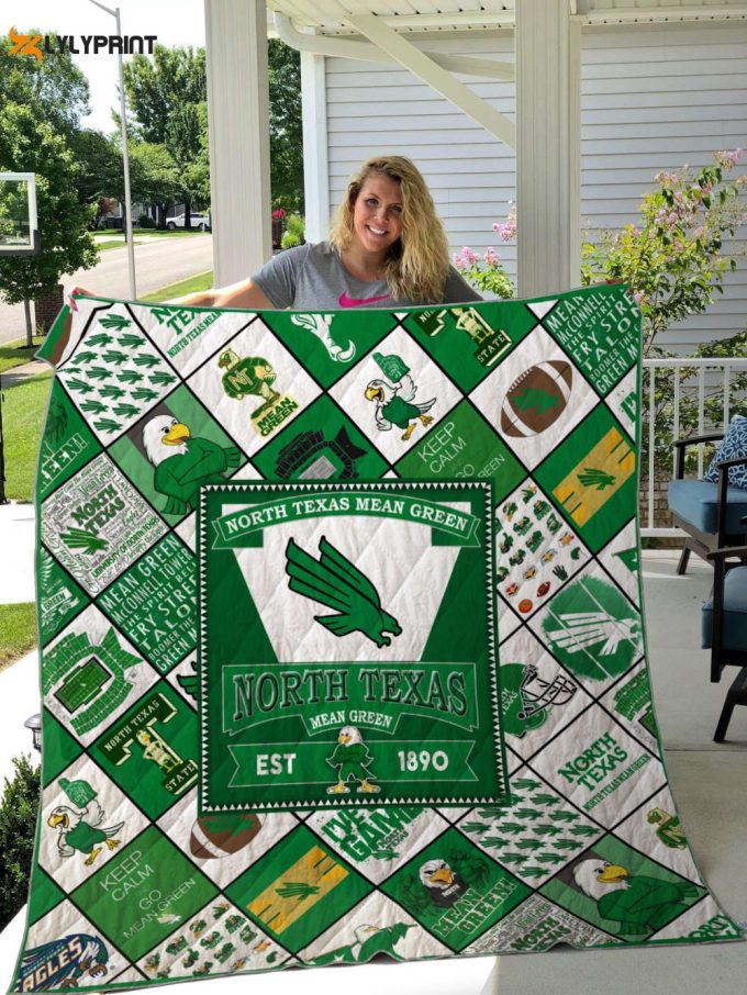 North Texas Mean Green Quilt Blanket For Fans Home Decor Gift 1