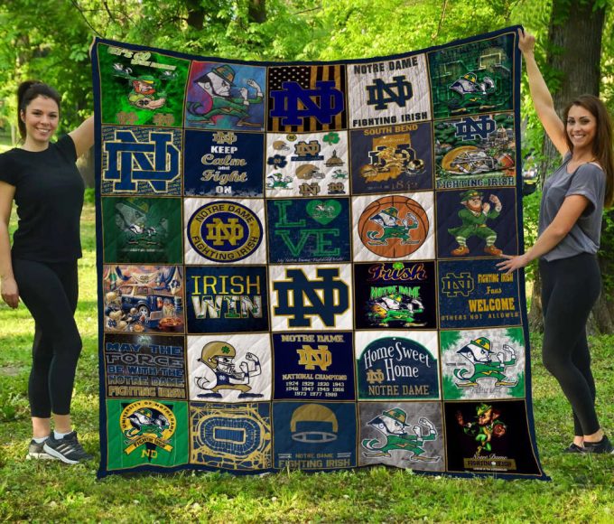Notre Dame Fighting Irish 1 Quilt Blanket For Fans Home Decor Gift 2