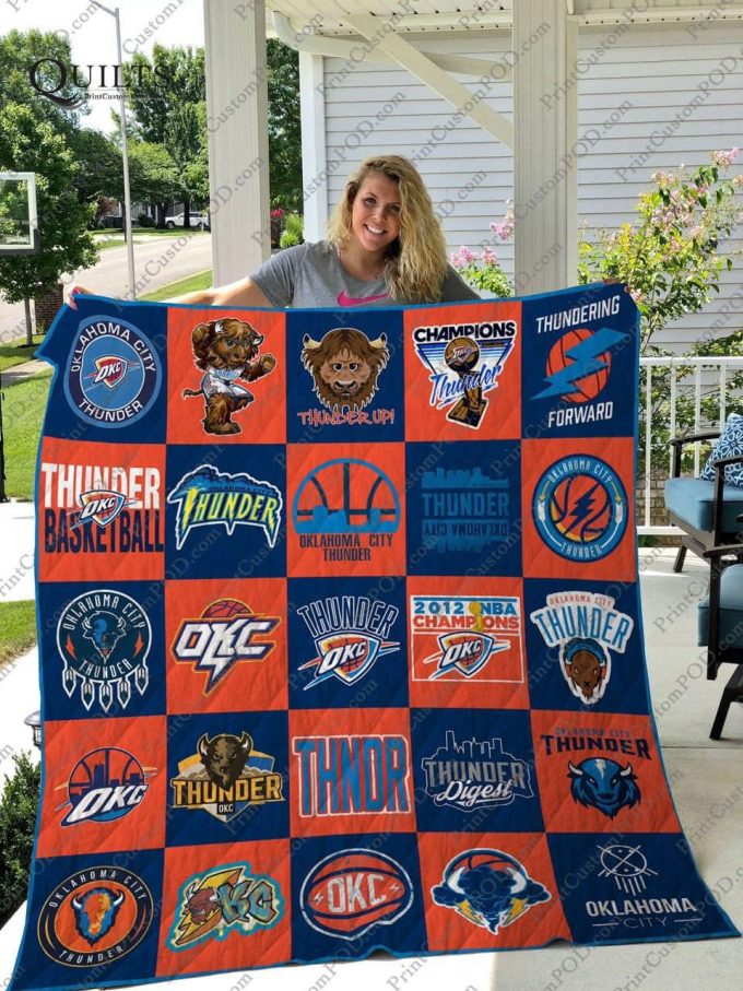 Oklahoma City Thunder 1 Quilt Blanket For Fans Home Decor Gift 3