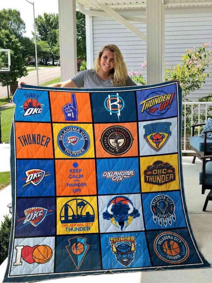 Oklahoma City Thunder 2 Quilt Blanket For Fans Home Decor Gift 2